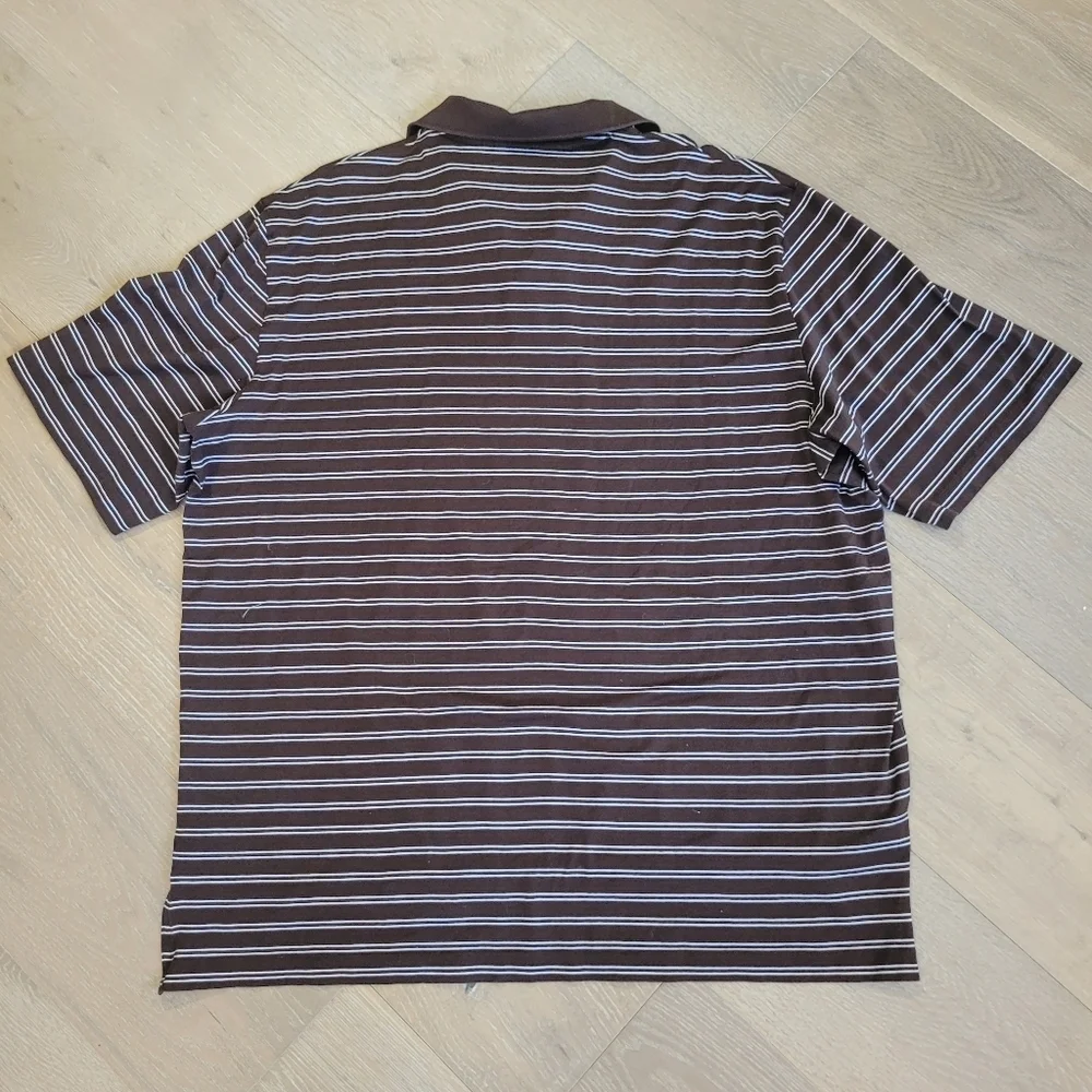 Polo Golf by Ralph Lauren Shirt Men's sz XL Brown Striped Short Sleeve Golf Polo